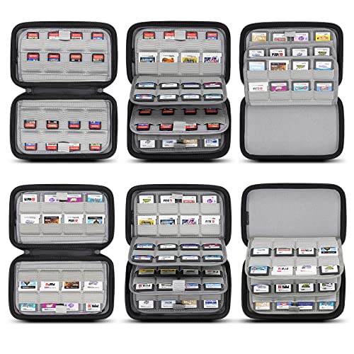 sisma 64 DS 3DS Switch Game Case Compatible with Nintendo Game Cartridges, Cards Holder Organizer Home & Travel Safekeeping Storage Case Carrying Bag - color: Black 64 Slots