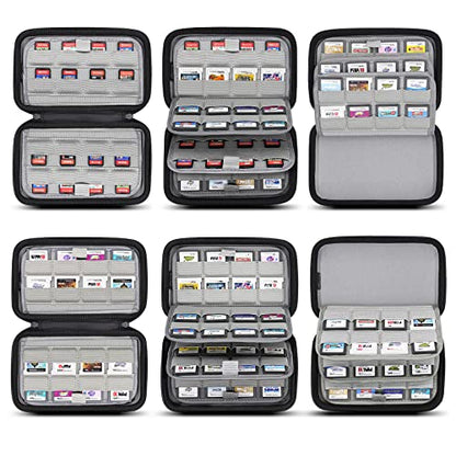 sisma 64 DS 3DS Switch Game Case Compatible with Nintendo Game Cartridges, Cards Holder Organizer Home & Travel Safekeeping Storage Case Carrying Bag - color: Black 64 Slots