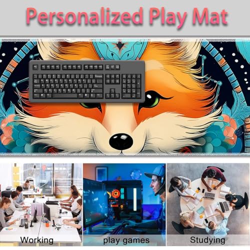 Large Gaming Mouse Pad + Wrist Rest+ Coaster Combo, 31.5 "x 11.8" Durable Non-Slip Extension Table Mat, Suitable for Office and Home, Dreamcatcher Fox - color: Dreamcatcher Fox