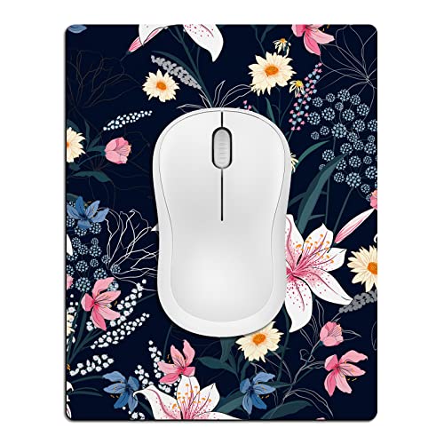 Small Mouse Pad Cute, Mini Mouse Pads for Wireless Mouse and Laptop, Travel Mousepad with Designs - Aesthetic Floral, Portable Mousepads with Non-Slip Rubber Base for Women - 5.5 x 7 in - color: Beautiful Floral, size: 7L x 5.5W inches