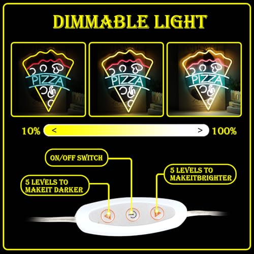17.7"x21.1" Large Size Pizza Neon Signs for Business，Neon Lights for Pizza Shop Led Business Signs Suitable for Fast Food shops Christmas Birthday Party Gift - style: Pizza