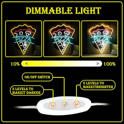 17.7"x21.1" Large Size Pizza Neon Signs for Business，Neon Lights for Pizza Shop Led Business Signs Suitable for Fast Food shops Christmas Birthday Party Gift - style: Pizza