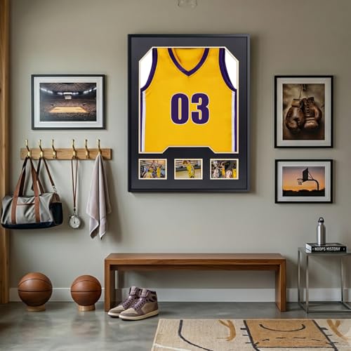 Aluminum Jersey Display Frame Case Large Shadow Box Jersey Frame with Photo Slots 98% UV Protection Clear Acrylic for Football, Hockey, Basketball, Baseball Shirt Ideal Gift for Sports Fans - color: Jersey Frame 9