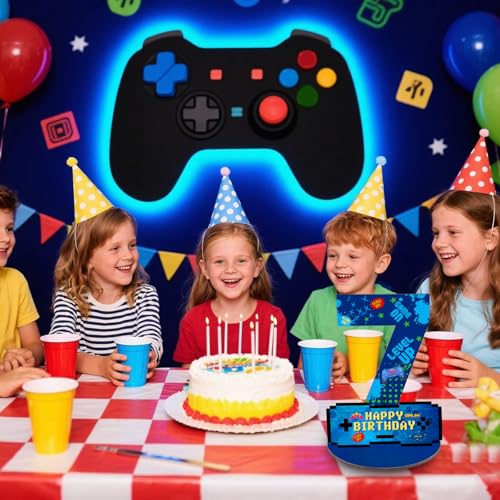 Video Game Birthday Party Decorations, Video Game Birthday Number Sign Centerpiece, 7th Table Topper Wooden Centerpiece for Gaming Theme 7th Birthday Supplies (7th) - style: 7th