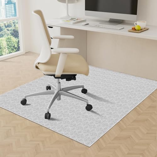 KMAT Office Chair Mat, 47x47in Heavy Duty Hardwood/Tile Floor Protector, Computer Desk Mat for Rolling Chairs, Work, Study, Office, White - color: White, size: 47"x47"