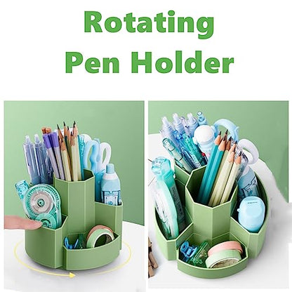 Pencil Pen Holder Desk Organizers Green Desktop Storage Stationery Supplies, Cute Cup Pot for Office, School, Art Supply - color: Green
