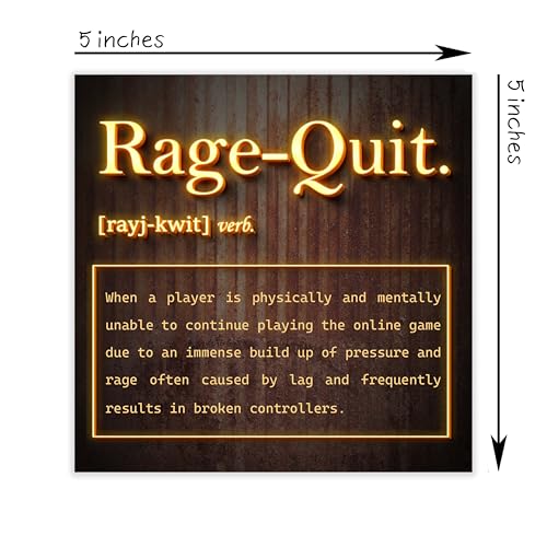 Gaming Accessories for Game Room, ‘Rage-Quit’ Wood Box Sign Decor, Gifts for Video Gamer, Boys & Girls, Men and Women, Gamer Room Decorations, Birthday Gifts, Gaming desk decor, Christmas Gifts. (008)
