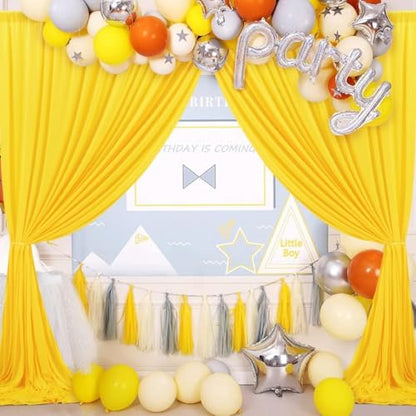 AK TRADING CO. 10 feet x 8 feet IFR Polyester Backdrop Drapes Curtains Panels with Rod Pockets - Wedding Ceremony Party Home Window Decorations - Lemon Yellow - color: Lemon Yellow
