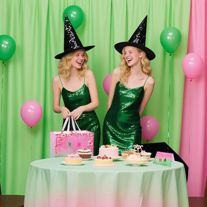 Mprocen Pink Green Party Favor Bags, Witch Musical Cartoon Animation Goodie Bags with Greeting Cards Tissue Papers for Witch Crown Theme Birthday Party Supplies - color: Themed 1