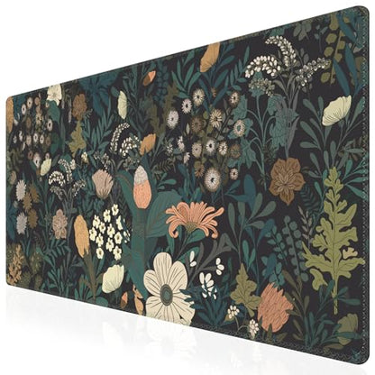 iCasso Desk Mat, XXL Large Mouse Pad for Desktop, Cute Pad With Stitched Edges, Anti-Slip Big Mousepad, Keyboard Mat for Computer, Work, Gaming (Weeds) - color: Weeds