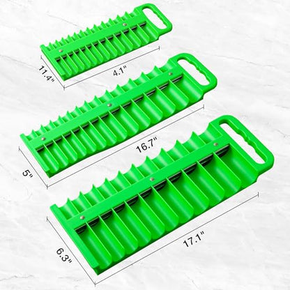 Reniteco Magnetic Socket Organizer Set, 3 Pcs Blue Portable Heavy Duty Socket Rail Set: 1/4-Inch x 22 Pallets, 3/8-Inch x 28 Pallets, 1/2-Inch x 26 Pallets, Hold 76 Sockets - Fit Shallow&Deep Sockets - color: Green