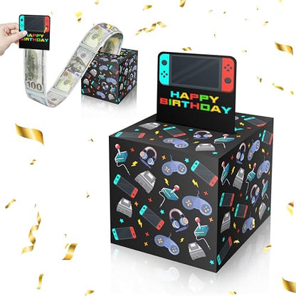 ISOVF Money Box for Cash Gift Birthday, Money Pull Box for Cash Gift DIY Set, Surprise Video Game Money Box Gifts for Gamer Lover, Gaming Birthday Party Decor-A02