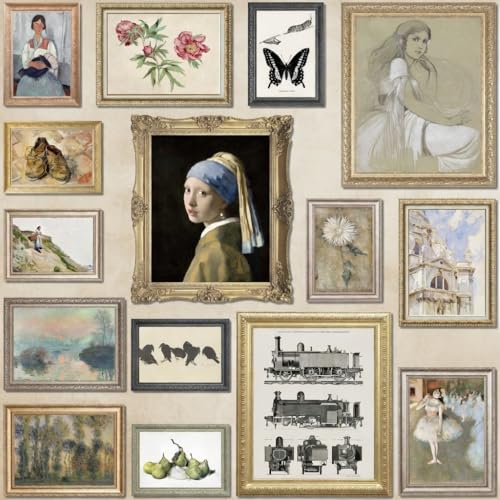 MAZUKO 15PCS Vintage Wall Art Decor– Eclectic Art Prints, Classic European Paintings Gallery Prints, Aesthetic Poster Posters for Bedroom Living Room, Rustic Cottagecore Aesthetic (UNFRAMED) (Eclectic 15) - color: Eclectic 15