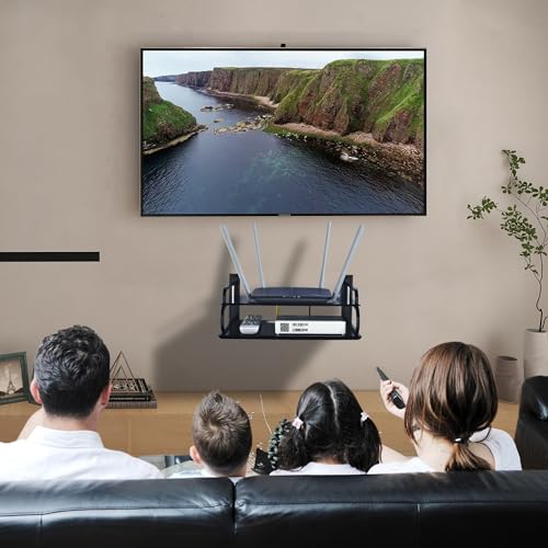 HNVNER Floating AV Shelves,Projector Wall Mount DVD Shelf,Floating Entertainment Center Bracke Under TV for Cable Boxes/Games Console/DVR/TV Accessories (Double Layer) - size: Double Layer