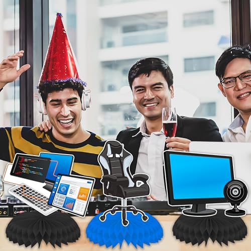 11pcs Computer Theme Party Honeycomb Centerpieces Computer Birthday Party Centerpiece Decorations for Intelligence Theme Birthday Party Baby Shower Supplies