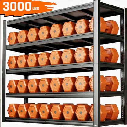 5 Tier Storage Shelves, 65" W Garage Shelving Heavy Duty Metal Adjustable Garage Shelves, Shelving Units Industrial Shelving for Warehouse, 65" W x 20" D x 84" H,Black - size: 65"Wx84"Hx20"D | 5 Tier