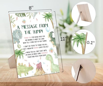 Baby Shower Game for A Message From The Bump,Wooden Baby Shower Game Sign With Stand,Dinosaur Babyshower Table Decoration,Baby Shower Welcome Sign,Party Favors Supplies,Gender Reveal Ideas,-7