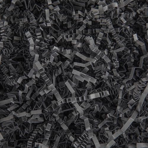 Caleihd Crinkle Cut Paper Shred Packing Grass Cushion Paper Streamer for Christmas Wedding Birthday Bridesmaid Engagement Craft Gift Boxes Bags Basket Filler Decoration 4.5oz Black - color: Black