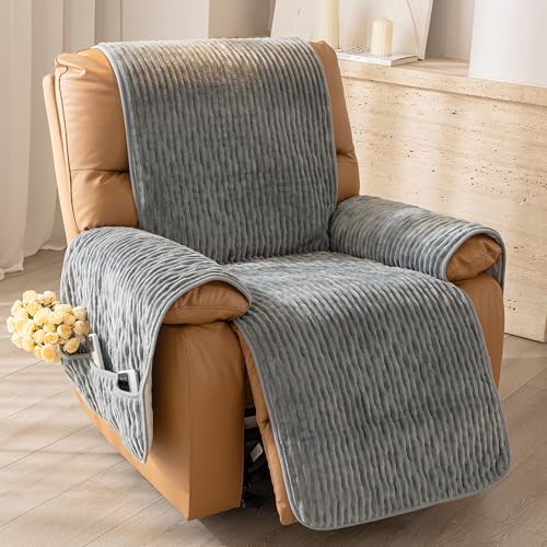 Recliner Chair Covers That Stay in Place, Waterproof Recliner Sofa Cover, Non-Slip Chair Protector, Washable Furniture Cover for Dogs, Cats and Kids (Bluegray, 23.6" Recliner Chair) - color: Bluegray