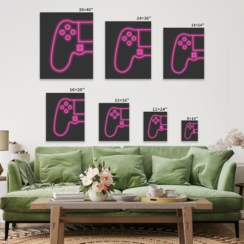 Poster Master 3-Piece Video Game Canvas - Controller Print - Geeky Art - Neon Gaming Zone & Icons - Gamer Gift - Great Game Room, Man Cave or Boy's Bedroom Wall Decor - Available in 8x10 to 30x40 - color: Style-08