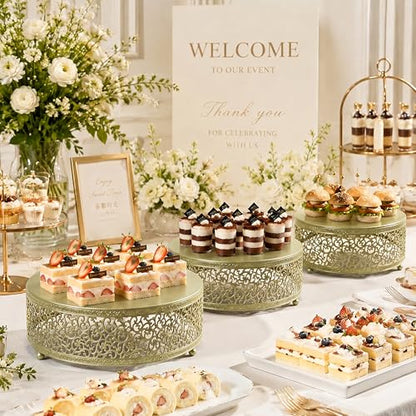 3-Piece Metal Cake Stand Set, Round Buffet Risers (8 to 12 Inch) – Sturdy Dessert Cupcake Pastry Candy Plate Stands for Wedding, Birthday Party & Event (3P-Gold) - color: Gold, size: 3P-Round(8IN to 12 IN)