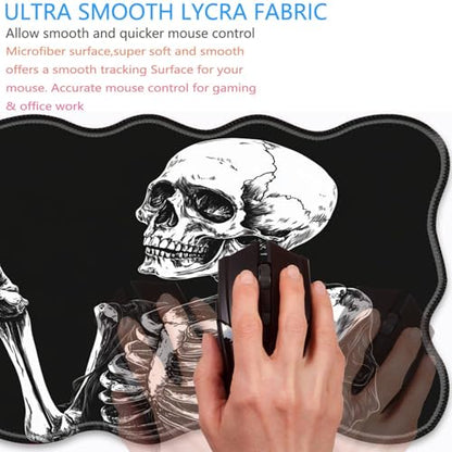 Bxgolkgd Desk Mat Set,Mouse Pad with Keyboard Wrist Rest & Mouse Wrist Rest,Wave-Shaped Design,Non-Slip Rubber Base,Ergonomic Desk Mat for Home,Office,Gaming,Skull Skeleton Black Background - color: Skull Skeleton Black Background