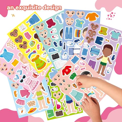 24 Sheets Make a Face and Dress Up Stickers for Girls Boys, Make Your Own Stickers for Kids Toddlers, Preschool Children Crafts Party Favor, Rewards, Art Craft, Birthday Gift - style: Make a Face and Dress Up