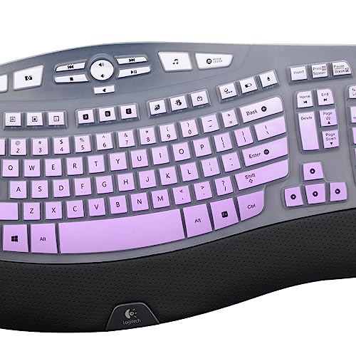 Keyboard Cover for Logitech K350 Wireless Wave Keyboard,& MK570 MK550 Wireless, Logitech K350 MK550 MK570 Keyboard Accessories Protective Skin-Rainbow-OmbrePurple - color: OmbrePurple