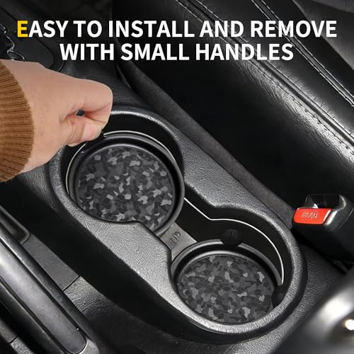 Cup Holder Inserts Coaster Compatible with 2012-2017 Jeep Wrangler JK 2/4 Door Accessories, Center Console Cupholder Pad, Non-Slip Drink Liner, Original Design, TPE, 2-Pcs Front Only - size: 2 Pack for JK Front