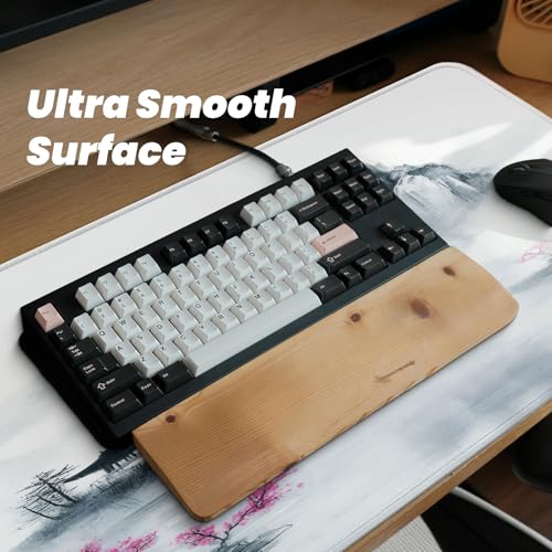 Gaming Mouse Pad, Large 31.5 x 11.8 inches Mousepad, Long Keyboard Pad, Cute Mouse Mat for Computer with Stitched Edges and Non-Slip Base (Pink Cherry Blossoms) - color: Pink Cherry Blossoms