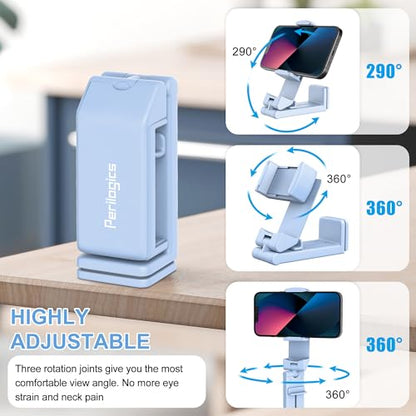 Perilogics Airplane Phone Holder Mount Universal in Flight Hands Free Viewing with Multi-Directional Dual 360 Degree Rotation (Blue) - color: Blue