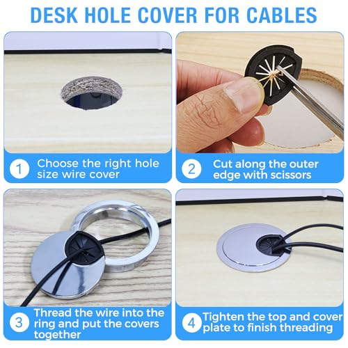Desk Grommet 2" (50 mm), Desk Cord Hole Cover, Cable Grommet Metal Zinc Alloy Materilal, Desk Hole Grommet for Office and Home Table Cable, Detachable Cable Cord Organizer (Copper Red 1 Pcs) - size: 2" (50 mm), style: Copper Red