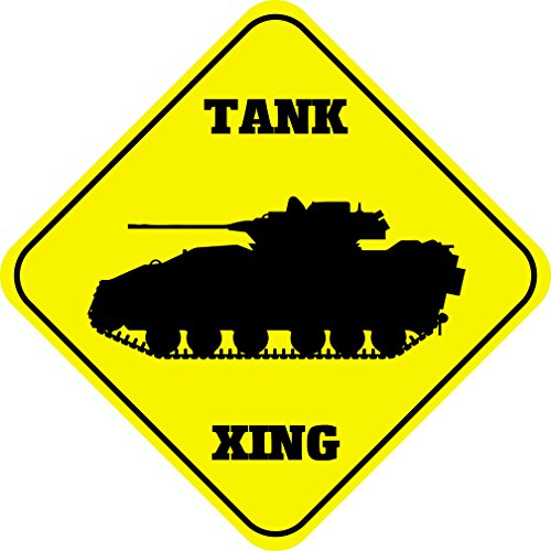 Aluminum Cross Sign Tank Crossing Style C Metal Wall Decor - 12"x12"