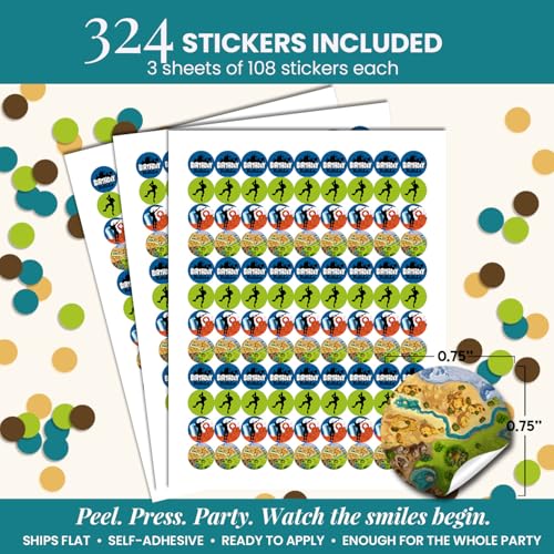 Fort Battle Video Gaming Theme Birthday Party Kiss 300 Sticker Labels 0.75" Circle for Chocolate Drop Kisses, Kids Party Stationery Set, Envelope Seals & Goodie Bags, Made in USA by Amanda Creation