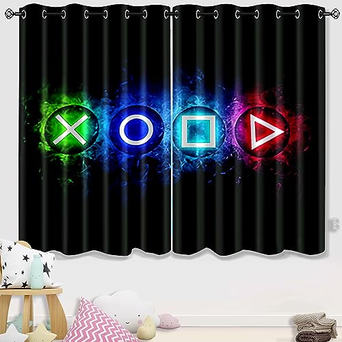 Gamer Curtains for Boys Bedroom, Kids Game Video Gamepad Blackout Window Curtains Teens Boys Gaming Room Decor Colorful Kids Blackout Curtains for Bedroom Living Room Playroom Curtains, 82 In x 63 In - color: Multi 09, size: 41"W x 63"L (Pack of 2)