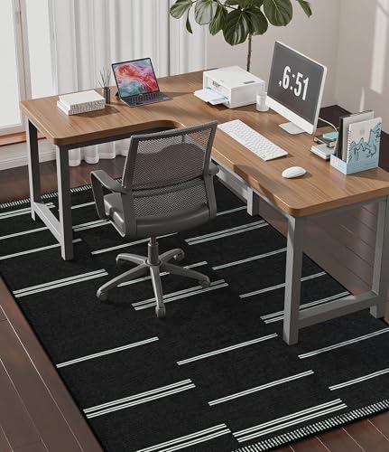 chakme Office Chair Mat for Hardwood Floor, 60"x45" Easy Glide Computer Desk Mat Protector for Rolling Chair Under Desk Rug Nonslip Backing, Machine Wash, (Stripes) - color: Black White Stripes, size: 45"x60"