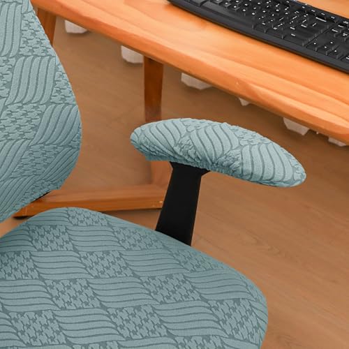 4 Pieces Split Office Chair Cover Large for Desk Chair Back and Seat with Armrest Covers Jacquard Stretch Sage Green Office Chair Slipcovers Set Washable - color: Jacquard L-sage Green, size: Large