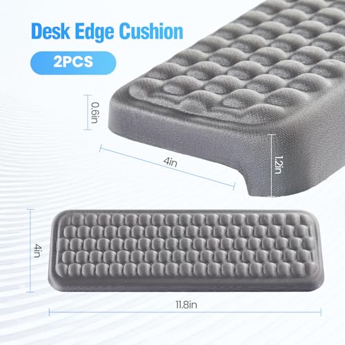 2PCS L-Shaped Desk Wrist Rest Elbow, Forearm & Wrist & Elbow Comfort Support for Desk Edge, Memory Foam Desk Edge Cushion, Adjustable Non-Slip, Ergonomic Support for Elbow Pad for Desk (Gray)