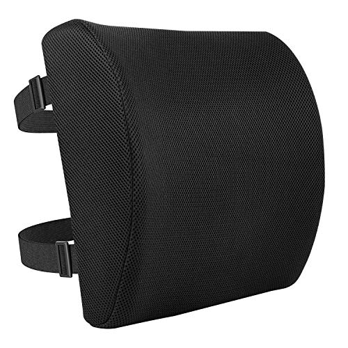 Amazon Basics Rectangular Memory Foam Back Support Cushion for Office Chairs, Non-Slip Base for Long Sitting, Black - size: Back Support Cushion, style: Memory Foam
