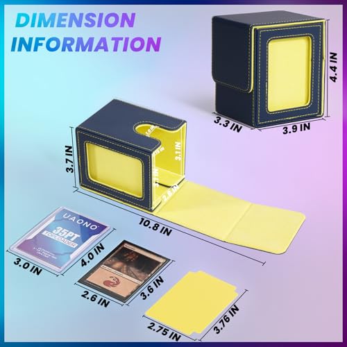 UAONO Card Deck Box for MTG Commander, Independent Commander Display, Fits 100 Double-Sleeved Cards, Magnetic Deck Case for Magic the Gathering TCG, 2 Dividers & 1 Top Loader (Blue/Yellow) - color: A-Blue&Yellow