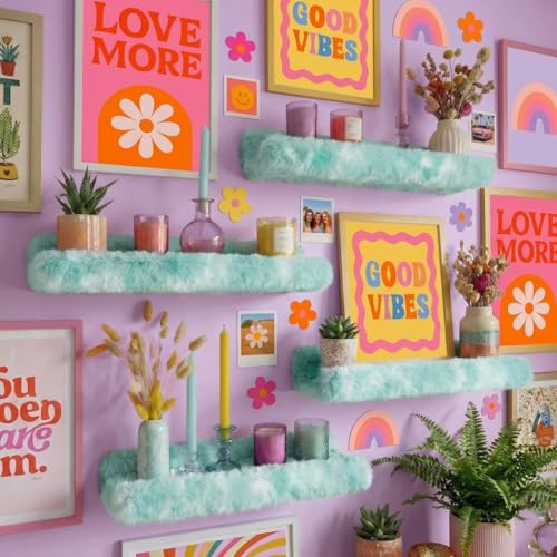 Care&More YJ 15 Inch Nail Polish Shelves, 4-Pack Fuzzy Display Nail Polish Rack for Storing Nail Bottles, Sunglasses, Essential Oils, Plush Soft (Green) - color: Green
