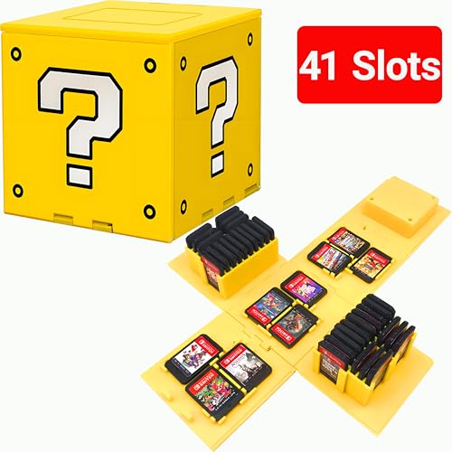 QUBAMG Foldable 41 Slots Switch 2 Game Card Case Compatible With Nintendo Switch/Switch 2/Switch OLED/Lite, Cute Switch Game Holder, Hard Shell Switch Cartridge Storage Box Organizer, Yellow - color: Yellow