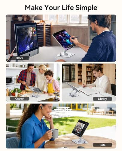 ORICO 360° Rotating Tablet Stand, Height Adjustable Aluminum Alloy Holder for Desk, Foldable Design for iPad Pro/Air/Mini up to 12.9", Samsung Galaxy Tab, Kindle & Switch - FB2, Silver - color: Silver