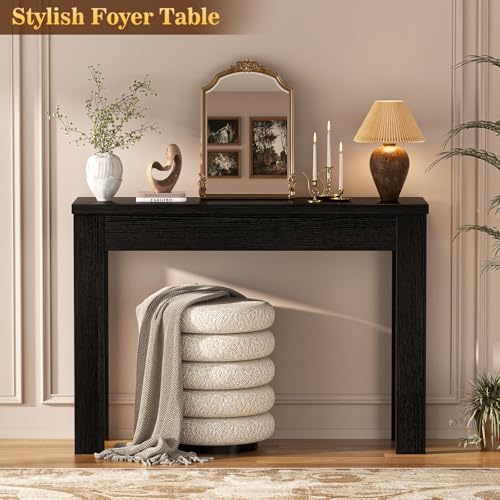 Armocity Console Table, Small Farmhouse Wood Entryway Table, Sofa Tables Narrow Long Behind Couch, Entry Table for Entrance, Hallway, Living Room, 32", Embossed Black - color: Embossed Black, size: 32"