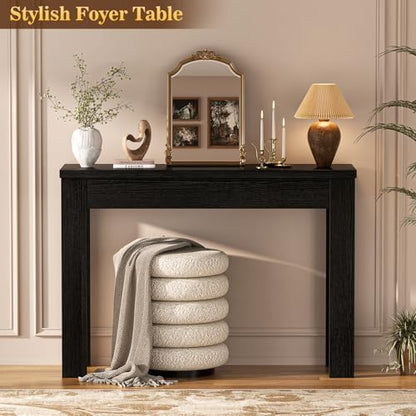 Armocity Console Table, Small Farmhouse Wood Entryway Table, Sofa Tables Narrow Long Behind Couch, Entry Table for Entrance, Hallway, Living Room, 32", Embossed Black - color: Embossed Black, size: 32"