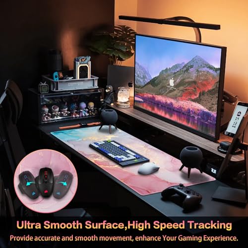 Canjoy Gaming Mouse Pad, Large Extended Mouse Pad Big Computer Mousepad for Home Office Gaming Work 31.5x15.7inch - color: Pink Blue Marble