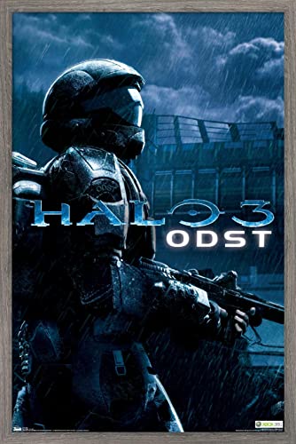 Trends International Halo: ODST - Key Art Wall Poster, 22.375" x 34", Barnwood Framed Version - color: Barnwood Framed Version, size: 34"L x 22.4"W