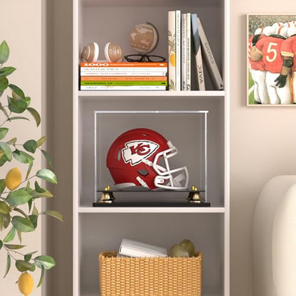 Mini Football Helmet Display Case Self-Assembly Dustproof Acrylic Display Case for Mini Football Helmet Baseball Motorcycle Helmet with Metal Bell Base (8.3x6.3x7.1 inch) - size: 8.3 x 6.3 x 7.1 inch