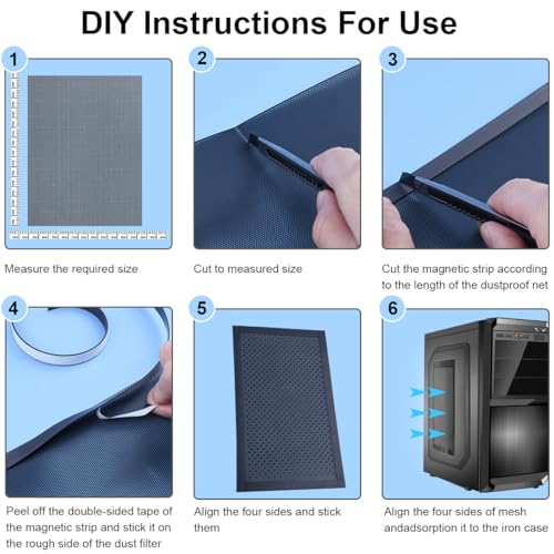 DIY PC Case Dust Mesh Filter,400x300mm PC Mesh Grill with Magnetic Frame Strip,Computer Cooler,Cooler Filter Screen,Fan Dust Mesh Cover Dustproof High Density - 4 Pack