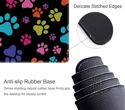 XL Gaming Desk Mat - Extended Big Cute Dog Paws Mouse Pad - Waterproof, Non-Slip Base, Stitched Edges - 31.5x11.8 in - color: Dog Paws